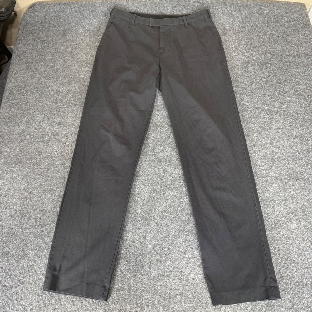 Van Heusen Flex Mens Straight Fit Dress Pants Gray 34x33 Stretch Trousers Office